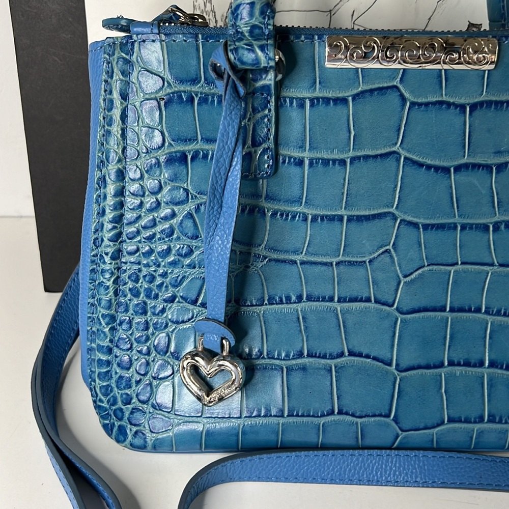 Brighton Crocodile Embossed Leather Crossbody Bag - Picture 3 of 16